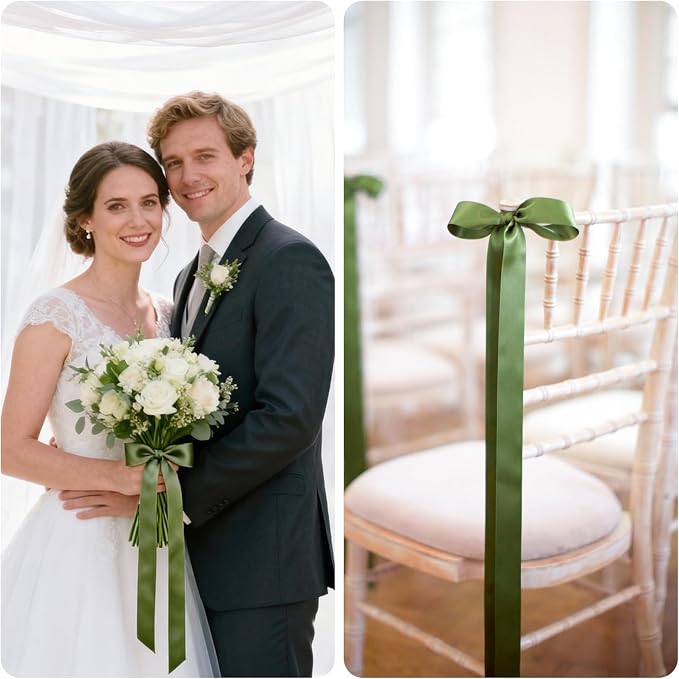 KINGLAKE Olive Green Satin Ribbon - Image 5
