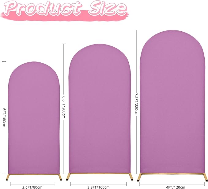 7.2FT Wedding Arch Covers Arch Backdrop Cover Arch Stand Covers Set Arch Cover Spandex Fabric Stretchy Backdrop for Wedding Birthday Party Decoration Baby Shower (Lilac)
