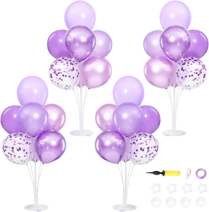 4 Sets Lavender Balloons Stand for Table | Pastel Purple Lilac Balloon by ZyloonDecoration