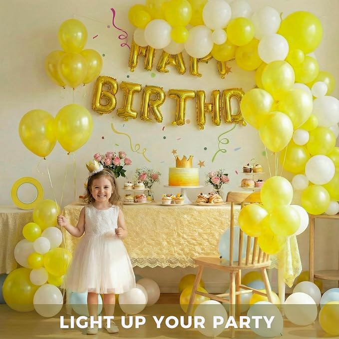 LOVESTOWN 110 PCS Lemon Yellow Balloons, 12 Inch Bright Yellow Latex | Birthday - Image 3