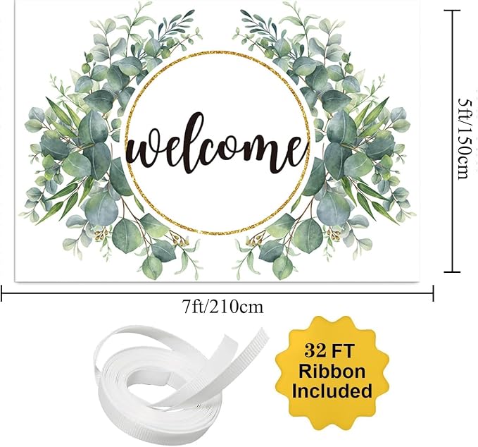 6x4ft Watercolor Greenery Leaves Housewarming Backdrop, Elegant Floral Green - Image 2