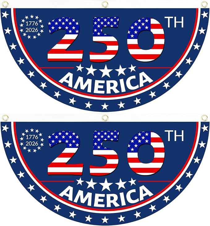 2PCS USA Anniversary 250th Flag, 1.5X3 FT Anniversary Fan Flags, Yard Signs by Unknown