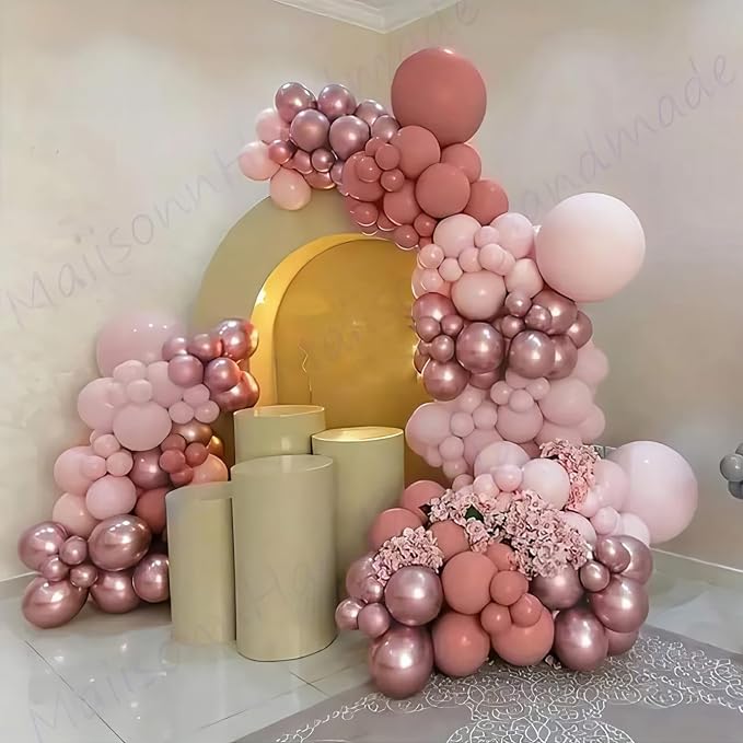 HILAVO Blush Pink Balloon Garland Kit Rose Gold Dusty Pink Sand White Balloons - Image 6