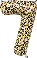 40Inch Large Leopard Print Number 7 Foil Balloons Cheetah 7th Wild One First by Unknown