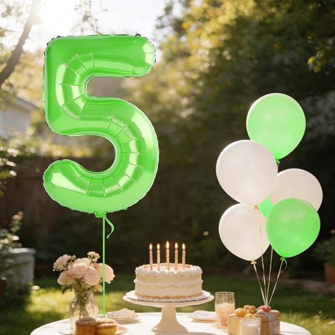 40 Inch Number 5 Balloons for 5th Birthday Party Decorations, 0-100 Fruit Green - Image 3
