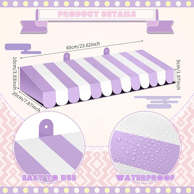 Boao 4 Pack Circus Awning Decoration 3D Stripe Cardboard Awning Carnival Wall - Image 2