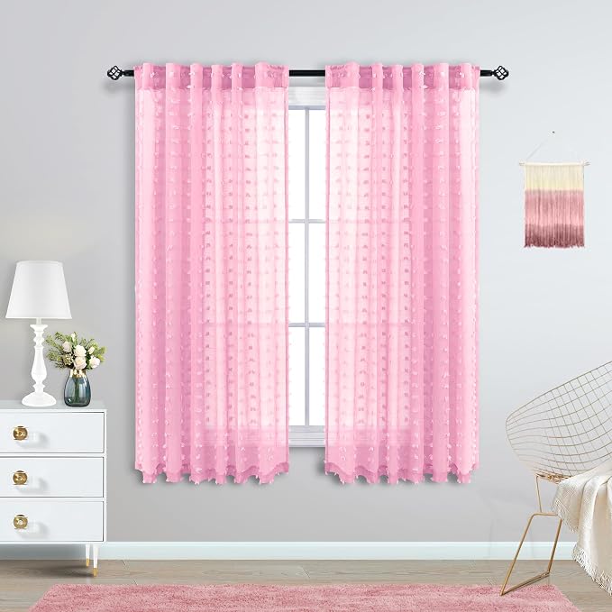KOUFALL Light Pink Curtains for Girls Room, Nursery Curtains Girl, Baby Pink - Image 2
