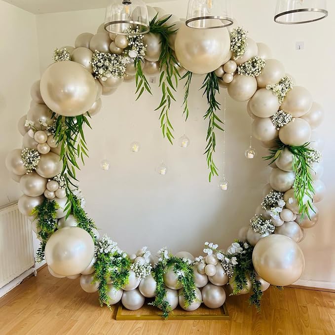 Pearl White Double Stuffed Balloons Different Size 115Pcs 5/10/12/18" White - Image 4