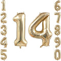White Gold Number 14 Balloon 40 Inch, Champagne Foil Fourteenth Decoration | by Unknown