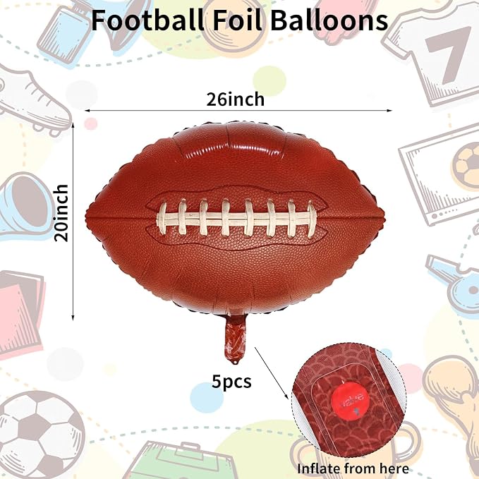 5 Pieces Large Football Party Balloons - Image 2