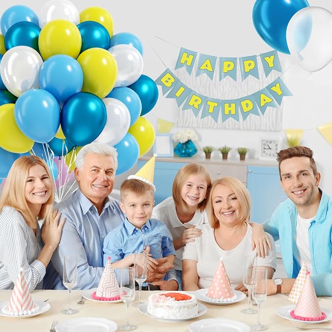 60pcs Blue and Yellow Balloons - Image 5