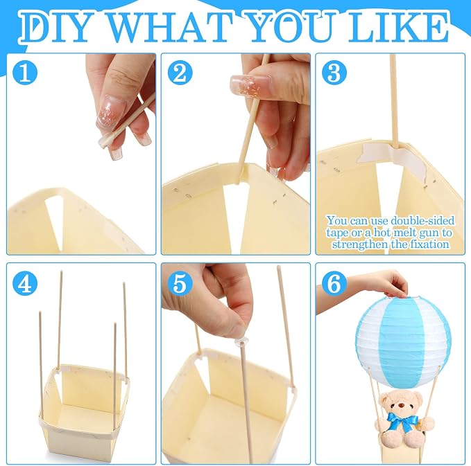 12 Sets Baby Shower Hot Air Balloon Table Centerpieces DIY Paper Lanterns - Image 6