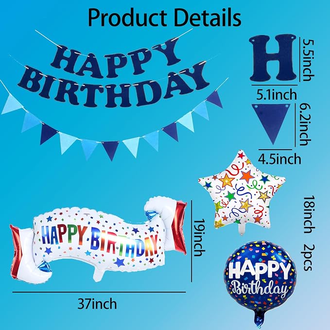 Birthday Decoration Set Colorful Happy Birthday Banner Balloon - Image 2