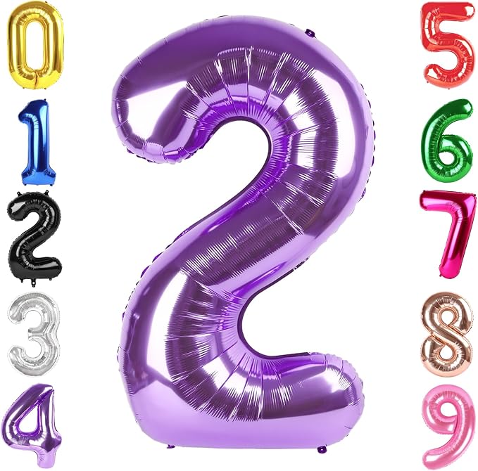 40 Inch Purple Number 2 Balloon Birthday Party Decorations by Hadoife
