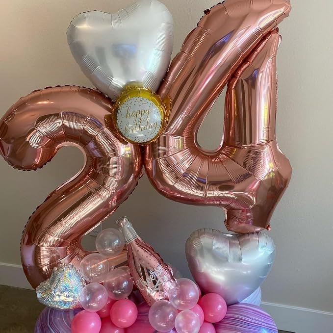 Rose Gold 4 Number Balloons, 40 Inch Big 4 Balloon Numbers Rose Gold 4 Foil - Image 7