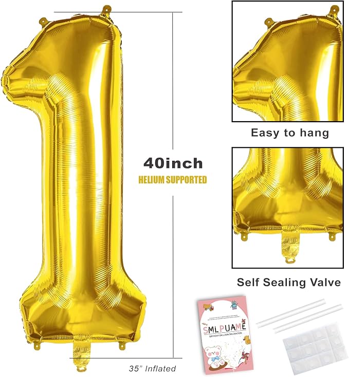 40 Inch Gold Number 8 Balloon, 8th Birthday Decoration Boys Girls | Large Self - Image 3