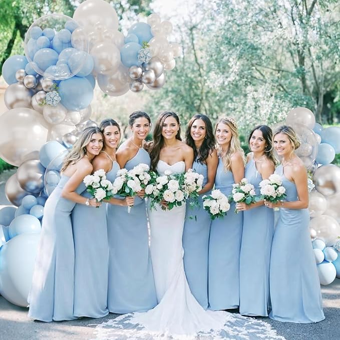 Blue Silver Pearl White Balloon Arch Kit - Image 3