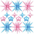 14pcs Pink Blue Star Balloons, Mixed Star Foil Balloon, 22Inch Explosion Stars by vibzox
