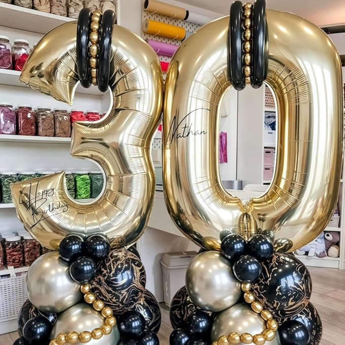 Champagne Gold 17 Balloon Number, 40 Inch Light Gold 17 Balloons Big Foil Mylar - Image 5