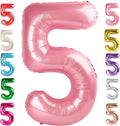 5 Balloon Numbers Birthday Decorations, 40In Pearl Pink Balloons by Mluchee
