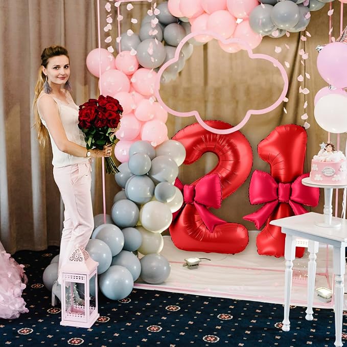 40 Inch Number 1 Balloon with Bow, Coquette Aesthetic Foil Balloon - Image 6