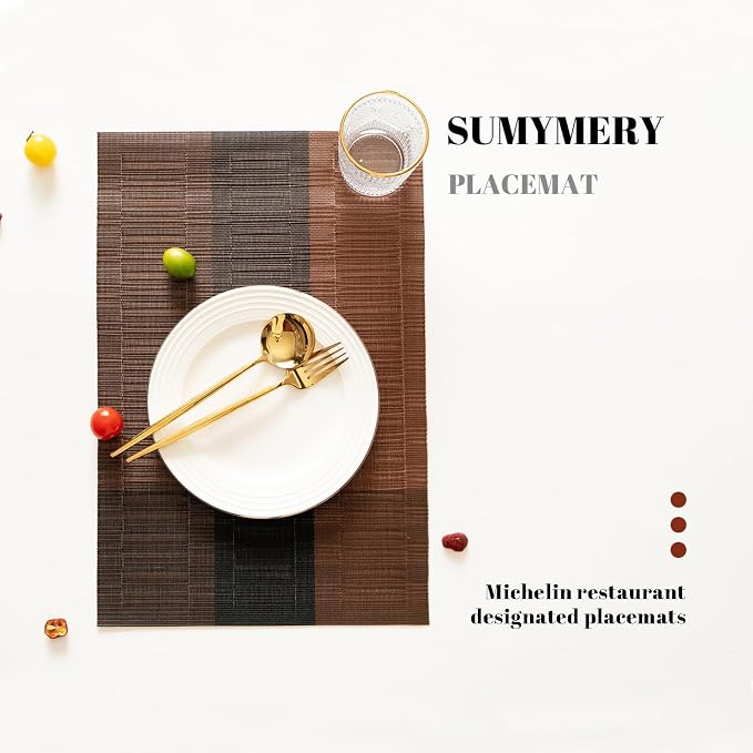 Placemats Set of 8 Vinyl/Plastic Woven Place Mats - Image 5