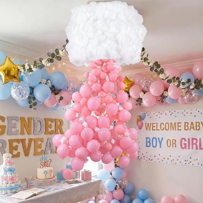 Cloud Gender Reveal Balloon Drop Box, Baby Shower Hanging Ornament | Twinkle - Image 6
