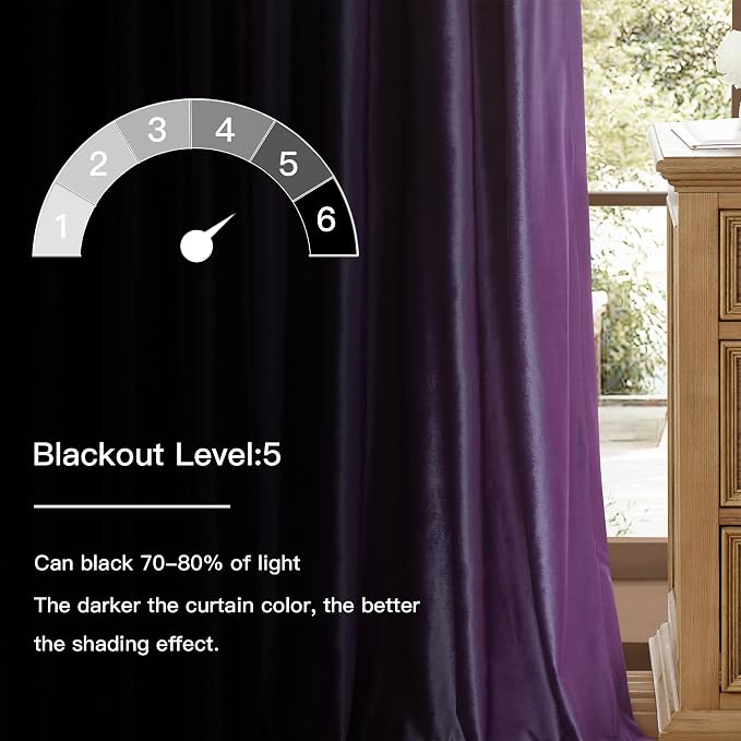 BULBUL Velvet Violet Purple Blackout Curtains 120 inch Long - Image 3