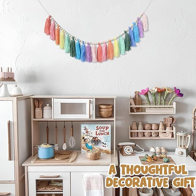 Boho Classroom Decor Tassel Garland, Pastel Rainbow Wall Decor - Image 6