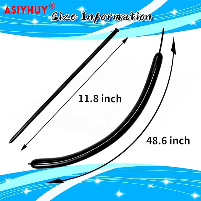 260 Long Balloons 100 Pack Black Twisting Animal Balloons Thickening Latex - Image 2