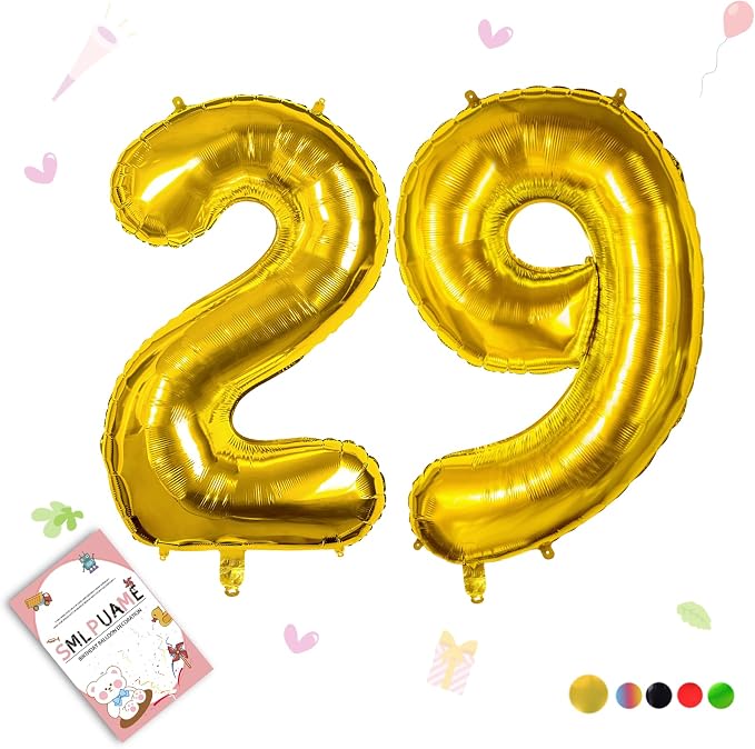 40 Inch Gold 29 Balloon Numbers, 29th Birthday Party Decorations | Large Self by Smlpuame