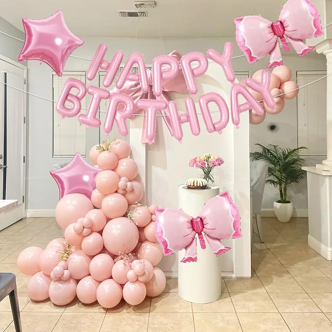 29PC Bow Happy Birthday Balloon Banner, 16Inch 3D Aluminum Letter Banner Sign - Image 4