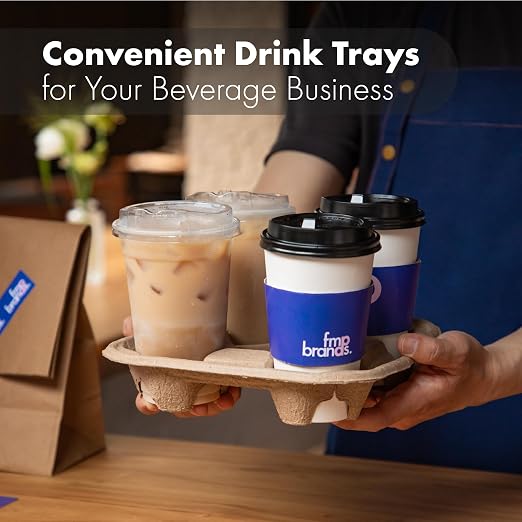 FMP Brands 4 Cup Disposable Drink Carrier Trays, 45 Pack Compostable Pulp Fiber - Image 6