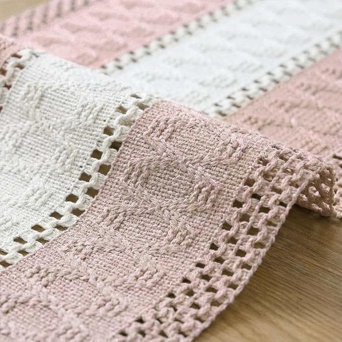 Artoid Mode Pink Farmhouse Woven Table Runner 12x120 Inch | Seasonal Holiday - Image 6