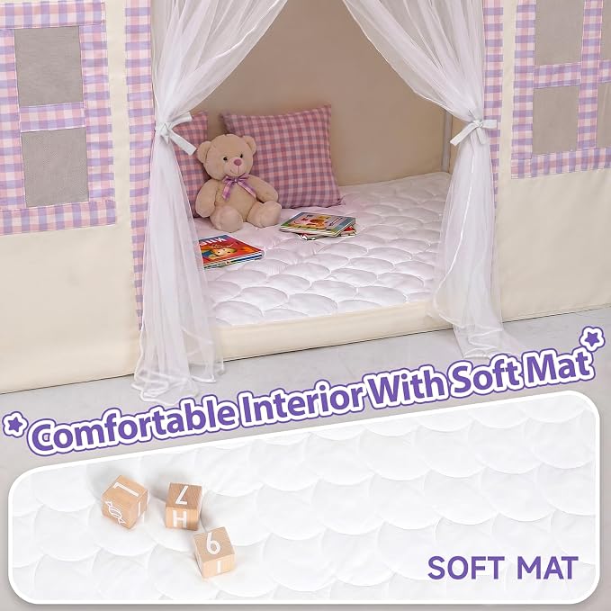 Kids Play Tent Indoor: with Mat, Tassel Garland - Image 5