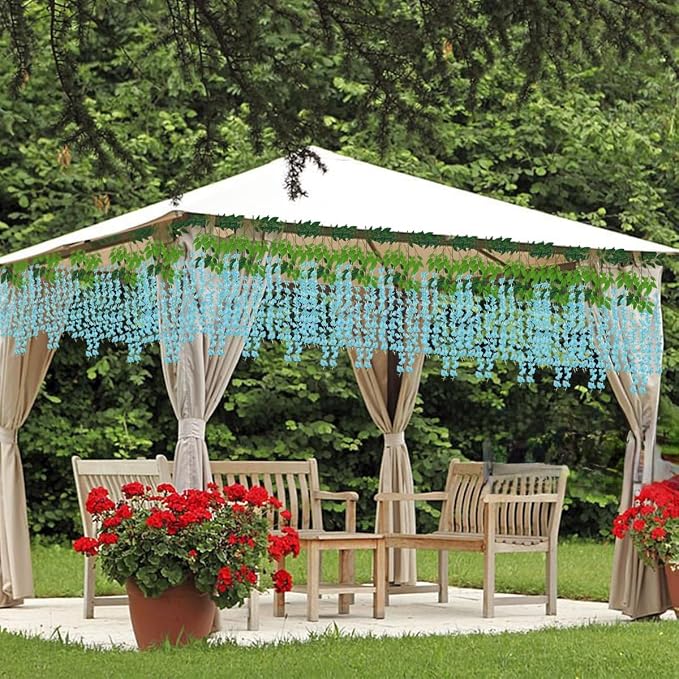 Artificial Wisteria Hanging Flowers Fake Wisteria Flower Garland Silk Vines - Image 2
