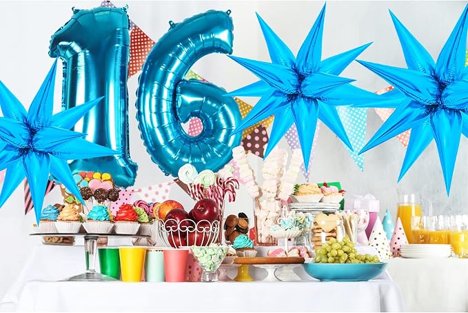 ZAKVOOR 60 Pcs Star Balloons 12 Spike Foil Explosion Party Decoration Balloons - Image 4