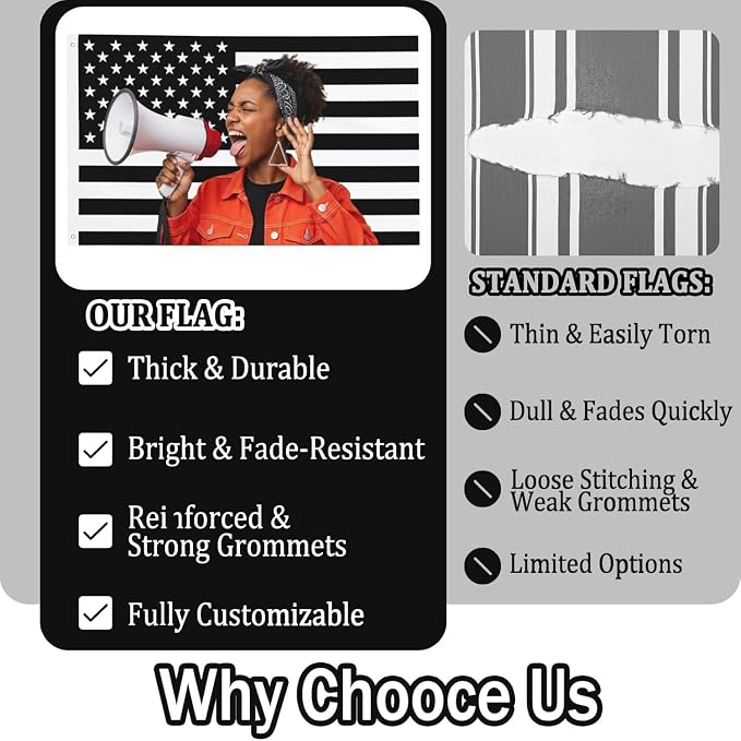 Custom Black American Flag 3x5 Ft Outdoor, Personalize Print Your Own - Image 4
