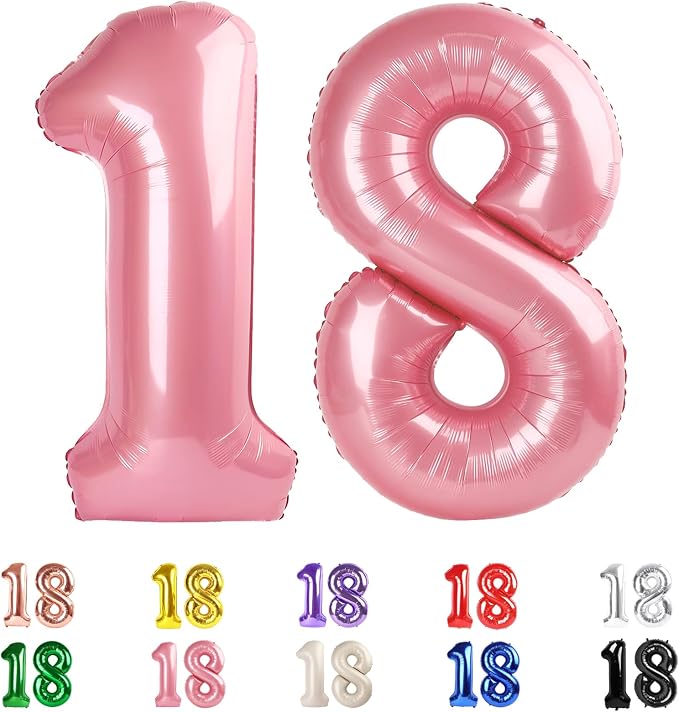 Number 18 Balloon 40Inch for 18 Year Old Birthday Decorations, Pearl Pink | by Mluchee