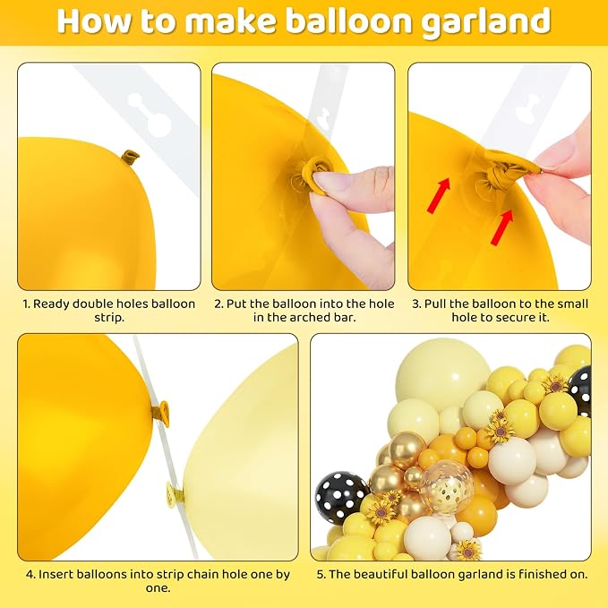Amandir 153pcs Bee Balloon Arch Garland Kit Different Sizes | 18 12 10 5 inch - Image 4