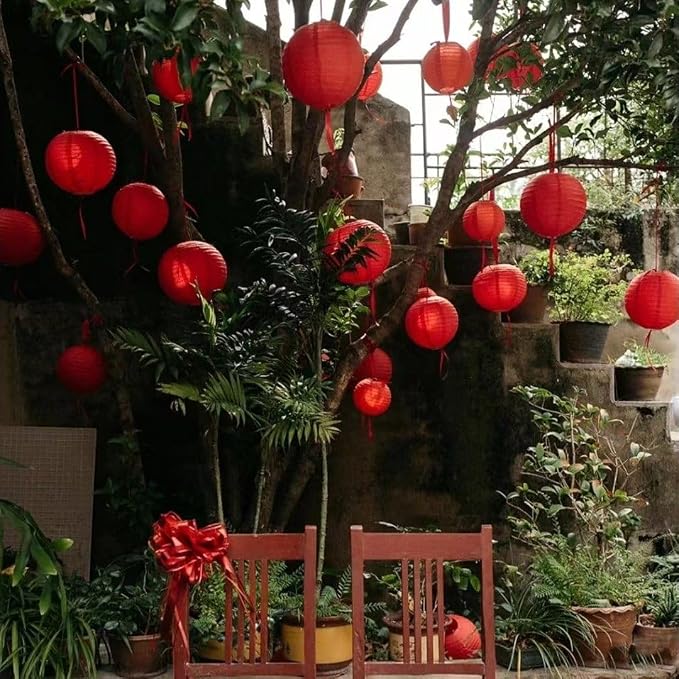 12Pcs 6, 12 Inch Mixed Sizes Red Paper Lanterns Decorative Chinese, Japanese - Image 5