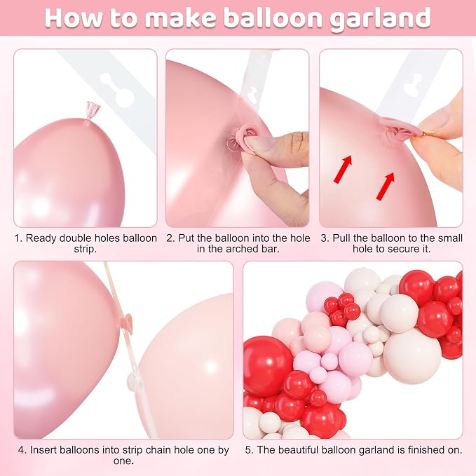 Amandir 153pcs Red and Pink Balloons Arch Garland Kit Different Sizes | 18 12 - Image 4