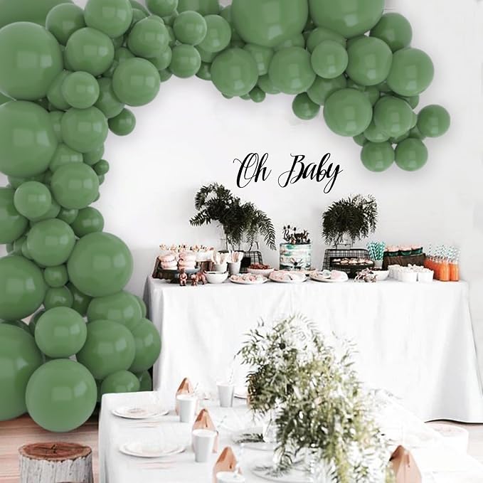 134Pcs Sage Green Balloons Different Sizes 5 10 12 18 Inch Sage green Latex - Image 7