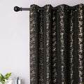 Taisier Home Gold Foil Print Linen Textured Curtains Geometric Dots Pattern by TaisierHome