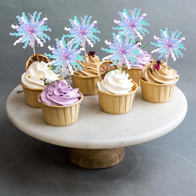 Gyufise 20Pcs Foil Firework Cupcake Toppers Happy Birthday Cake Toppers Sparkle - Image 4