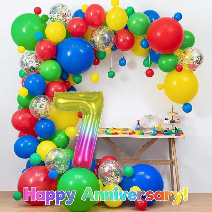 Rainbow Number 7 Balloon 40 Inch, Big Large Foil Number Balloons, Gradient - Image 6