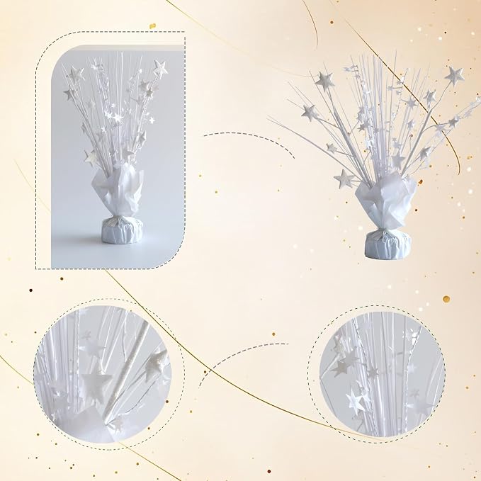 12 Pack White Foil Spray Centerpieces Stars Brust Table Centerpieces - Image 6