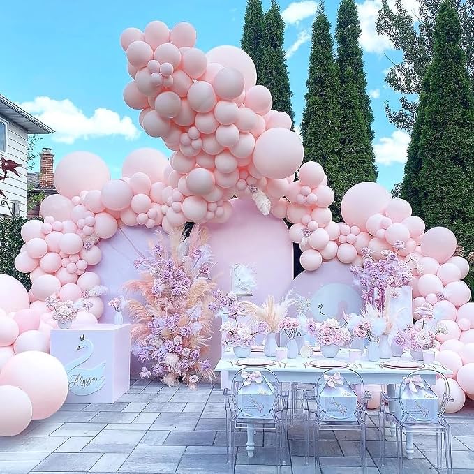 Pastel Light Pink Balloons Double Stuffed Pink Balloon Garland Arch Kit - Image 8