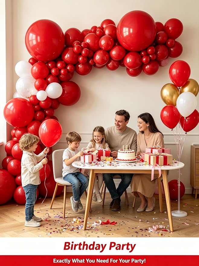 Red Balloons 125 Pcs Different Sizes 18 12 10 5 Inch Red Balloon Arch Kit - Image 2