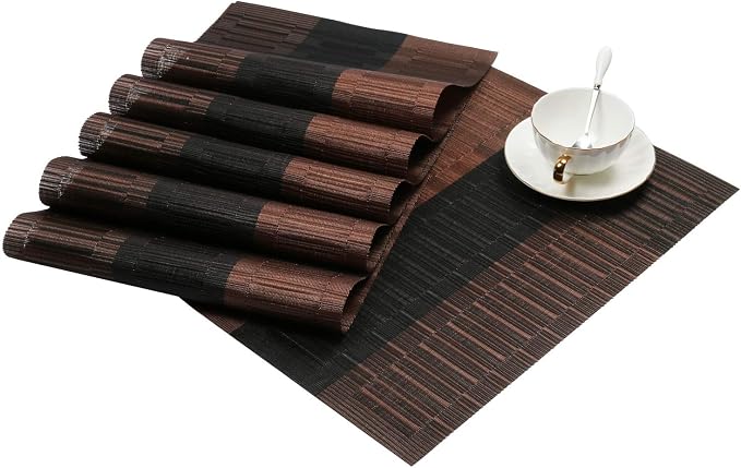 SHACOS Placemats Set of 6 Woven Vinyl Place Mats - Image 2